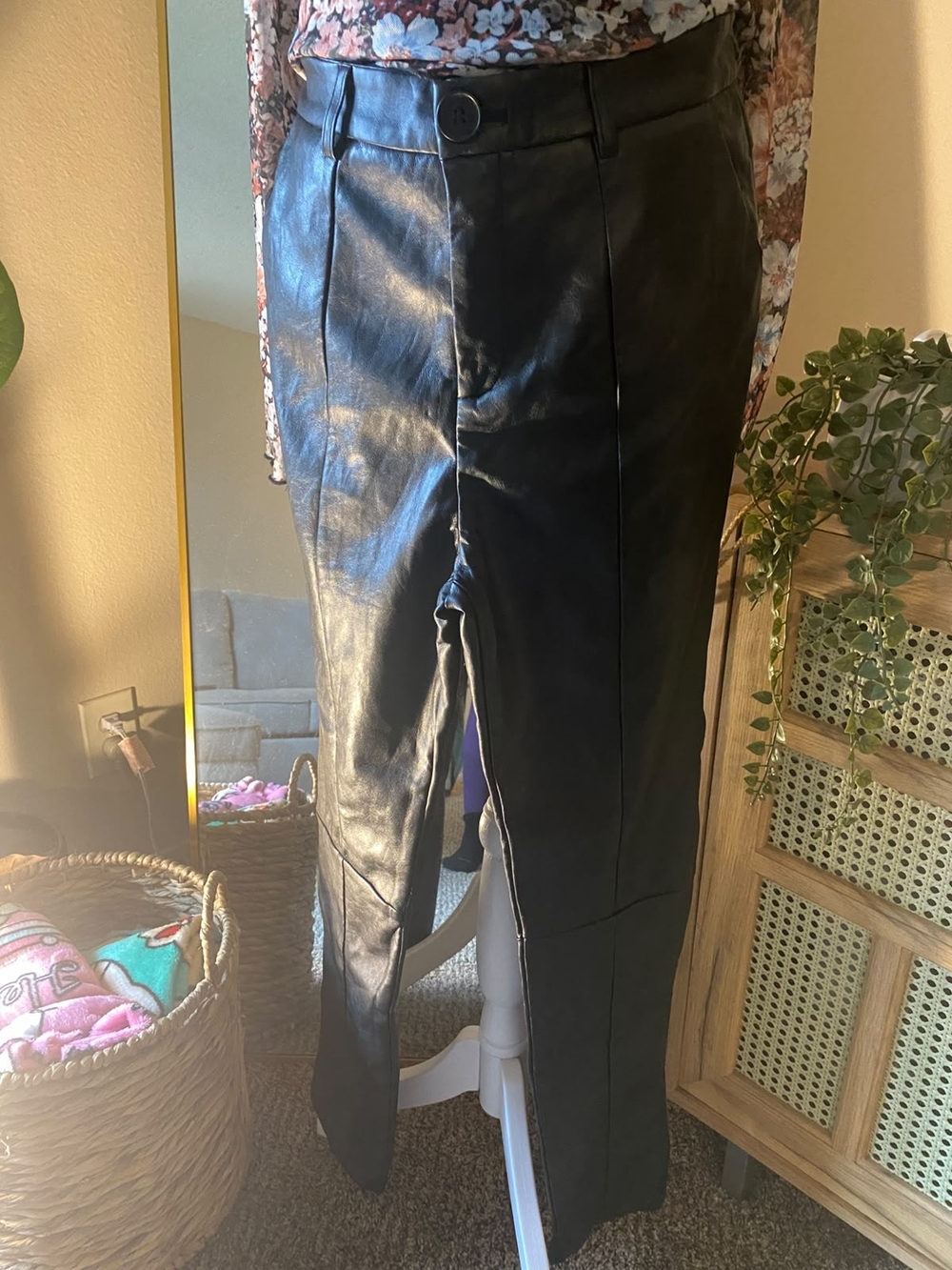 4TH RECKLESS Black Faux Leather High-Waist Pants